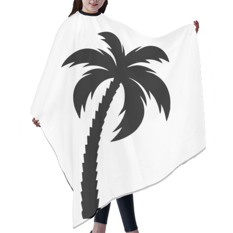 Personality  Silhouette Of A Coconut Tree On A White Background. Suitable For Use As A Beach Design Element, Coconut Logo Or Design With A Nature Theme. Editable Vector Hair Cutting Cape