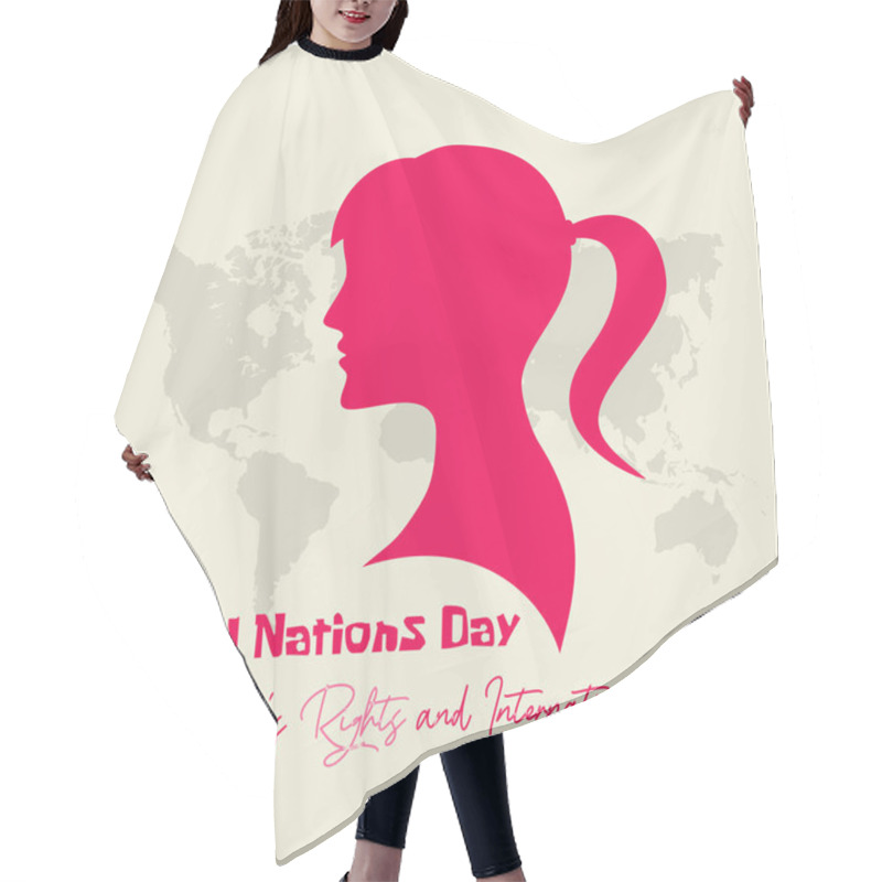 Personality  United Nations Day For Women's Right And International Peace, A Silhouette Woman With Pigtails Hair Cutting Cape