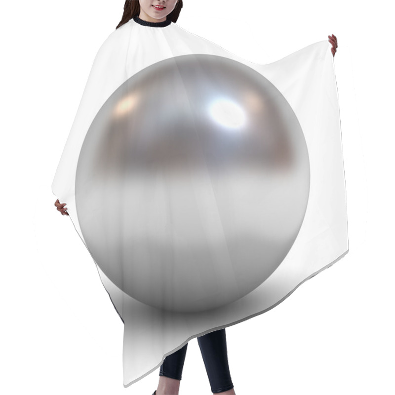 Personality  Metallic Chrome Sphere Over White Hair Cutting Cape