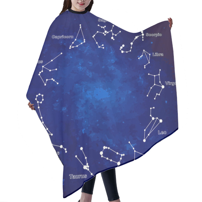 Personality  Raster Illustration. Set Of Symbol Zodiac Sign Hair Cutting Cape