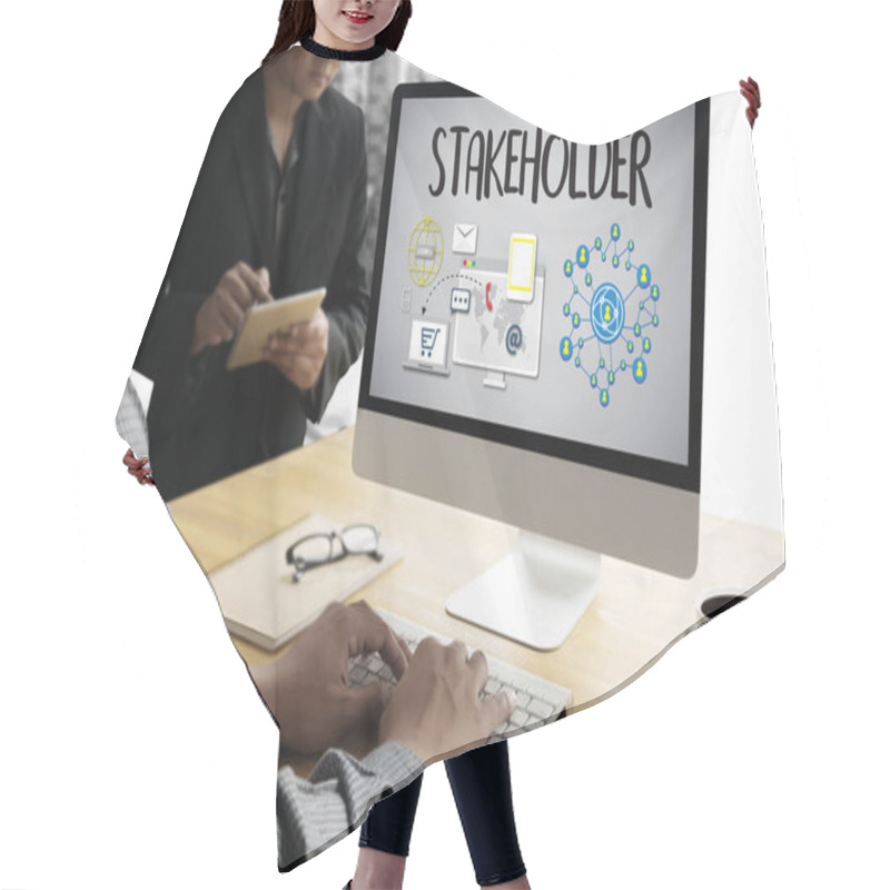 Personality  STAKEHOLDER ,  Engagement Concept  ,  Strategy Mind Map, Busines Hair Cutting Cape