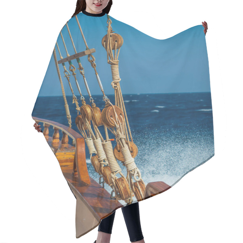 Personality  Old Ship Tackles. Old Sailing Ship Vessel. Background Hair Cutting Cape