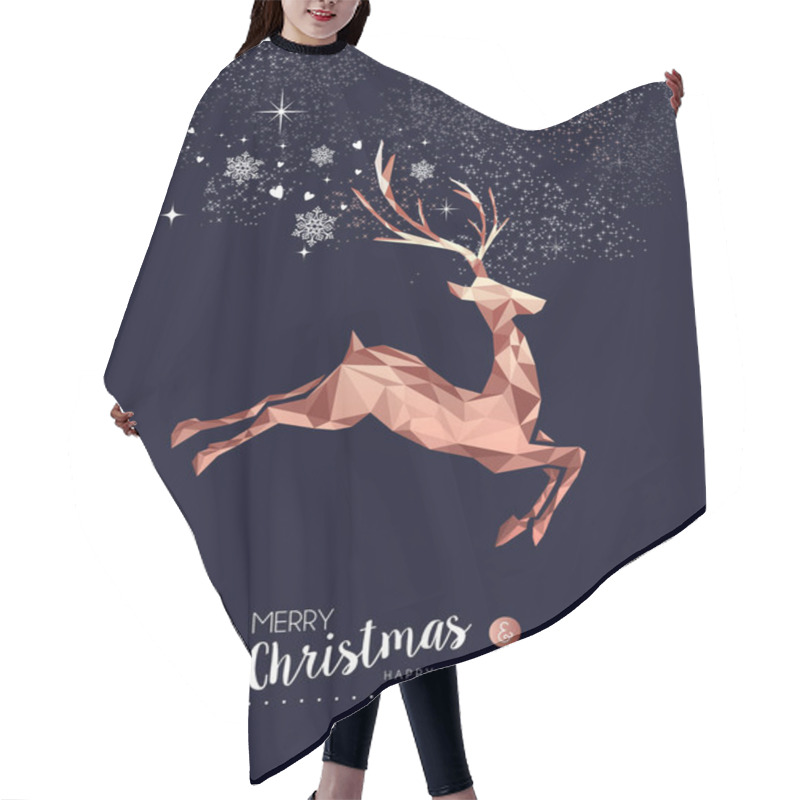 Personality  Merry Christmas And Happy New Year Fancy Copper Reindeer In Hipster Triangle Low Poly Style. Ideal For Xmas Greeting Card Or Elegant Holiday Party Invitation.  Hair Cutting Cape