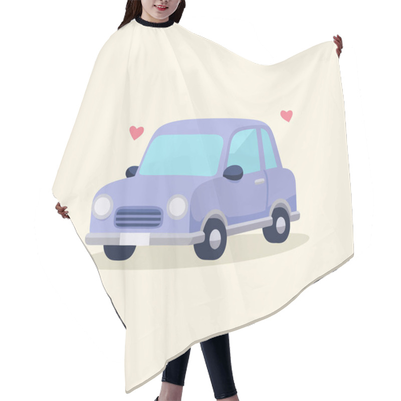 Personality  Adorable Small Car Illustration With Hearts - Cute Pastel Automotive Art Hair Cutting Cape