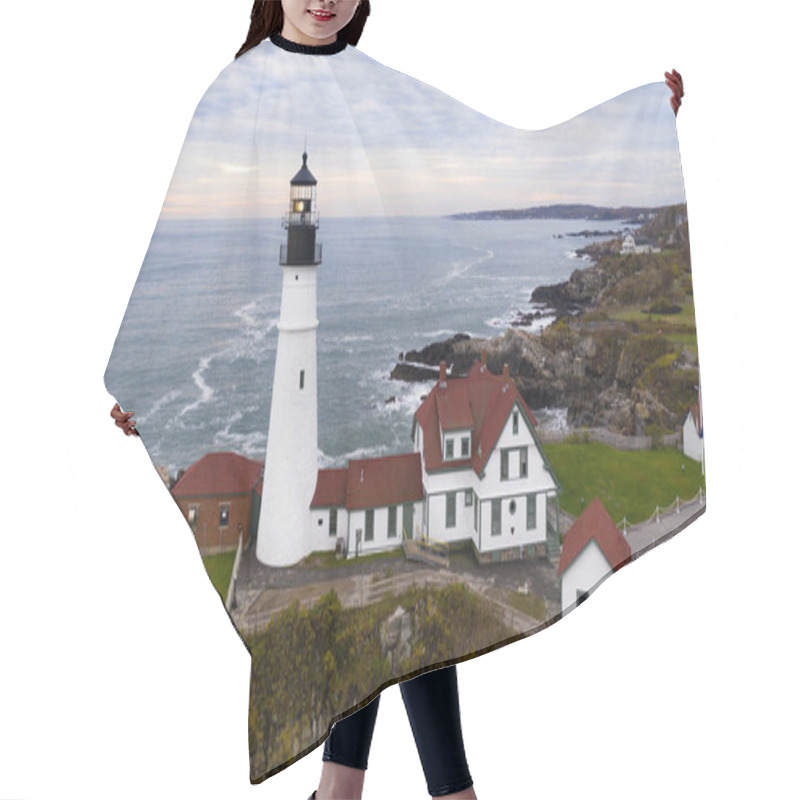 Personality  Fly Around Aerial View Portland Head Lighthouse State Of Maine Hair Cutting Cape