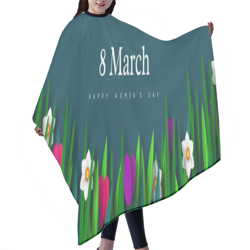 Personality  8 March Greeting Banner. Hair Cutting Cape