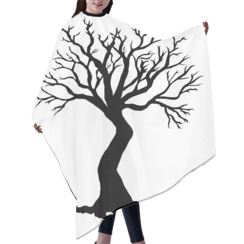 Personality  Beautiful Dry Tree Silhouette Isolated On White Background - Vector Illustration  Hair Cutting Cape