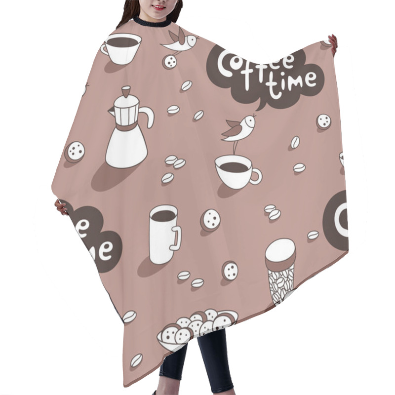 Personality  Coffee Time. Coffee Cups Hair Cutting Cape