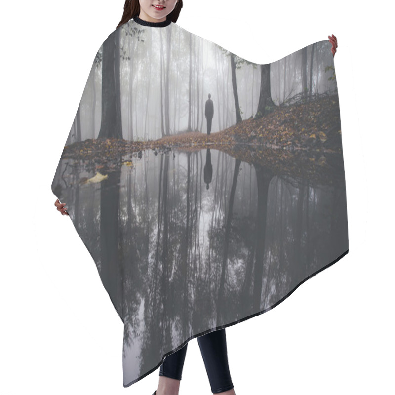 Personality  Lake In Forest With Man Reflection Hair Cutting Cape