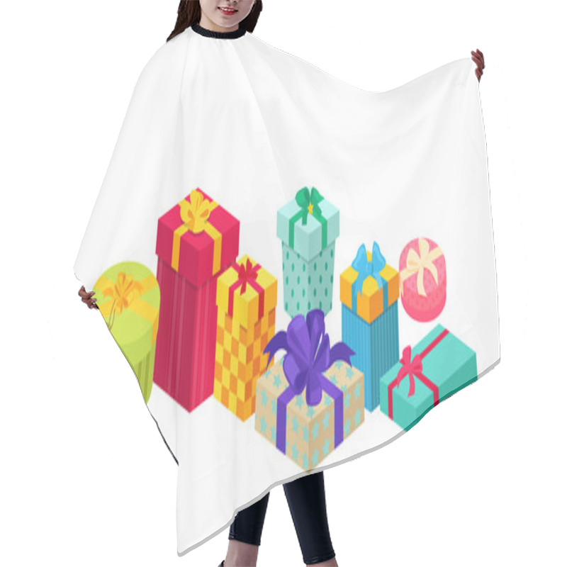 Personality  Set Of Gifts Boxes Design Flat Hair Cutting Cape