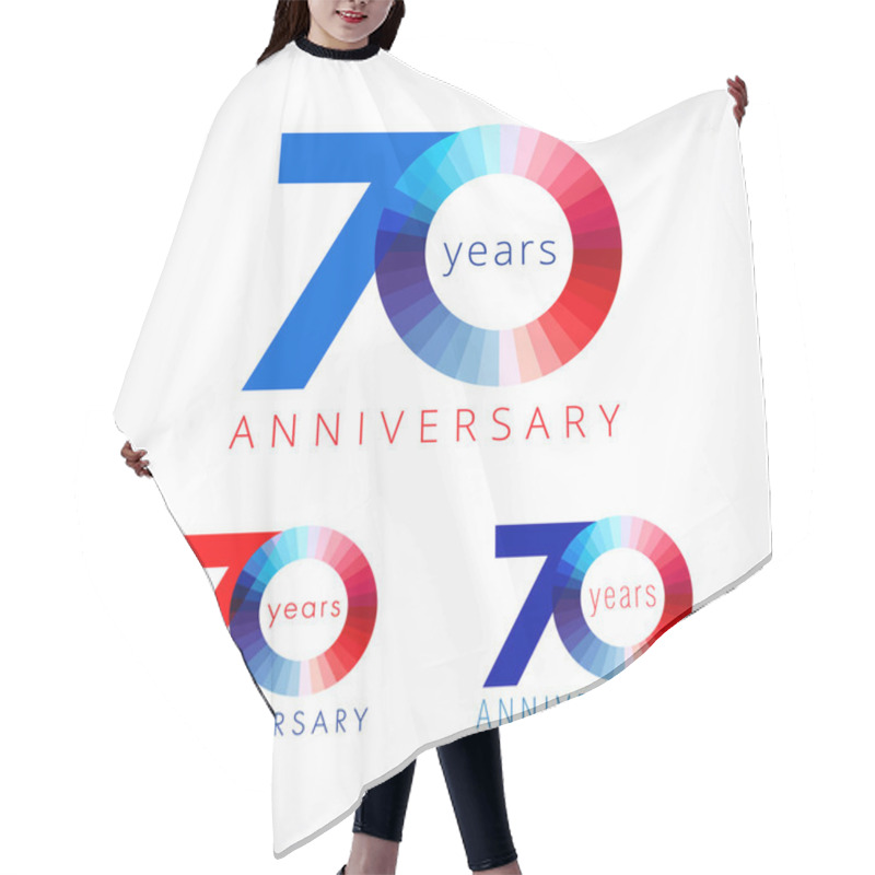 Personality  70 Anniversary Red And Blue Logo. Hair Cutting Cape