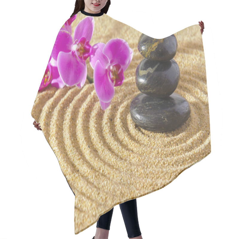 Personality  Japanese Zen Garden Of Tranquility With Stone In Textured Sand Hair Cutting Cape