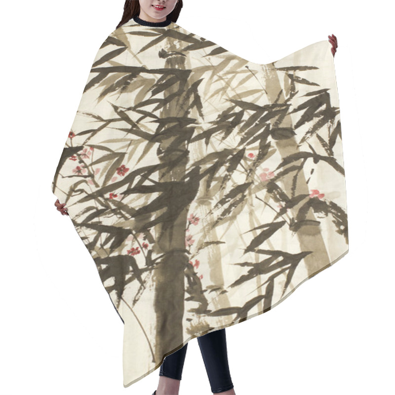 Personality  Bamboo Trees And Plums Branch Hair Cutting Cape