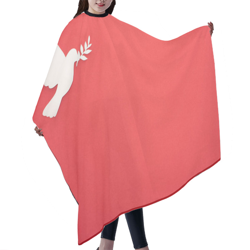 Personality  Top View Of White Dove As Symbol Of Peace On Red Background Hair Cutting Cape