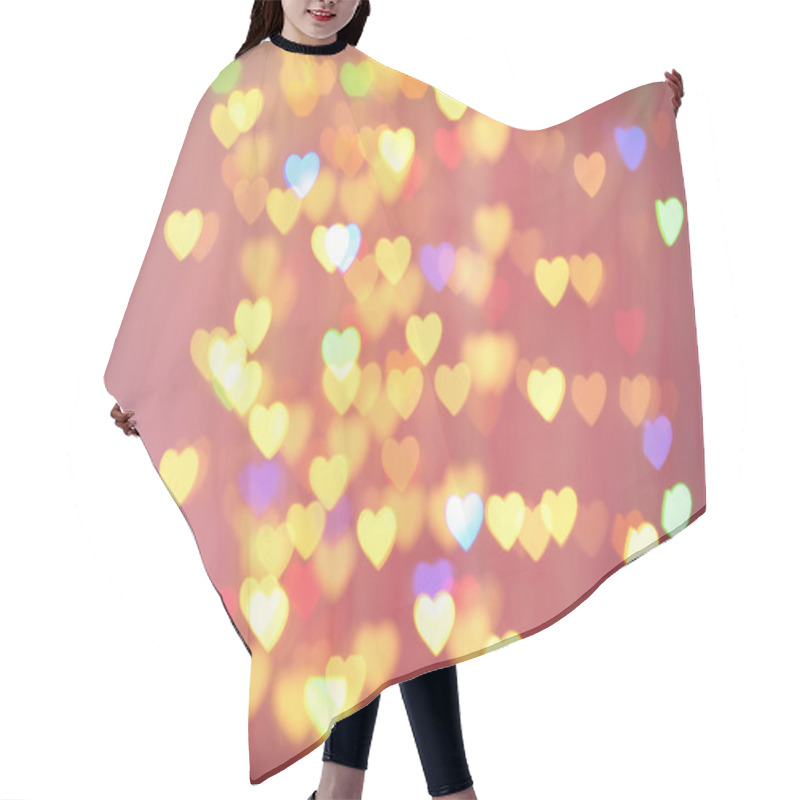 Personality  Festive Background Of Lights In Hearts Shape Hair Cutting Cape