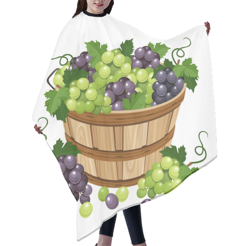 Personality  Basket With Black And Green Grapes. Vector Illustration. Hair Cutting Cape