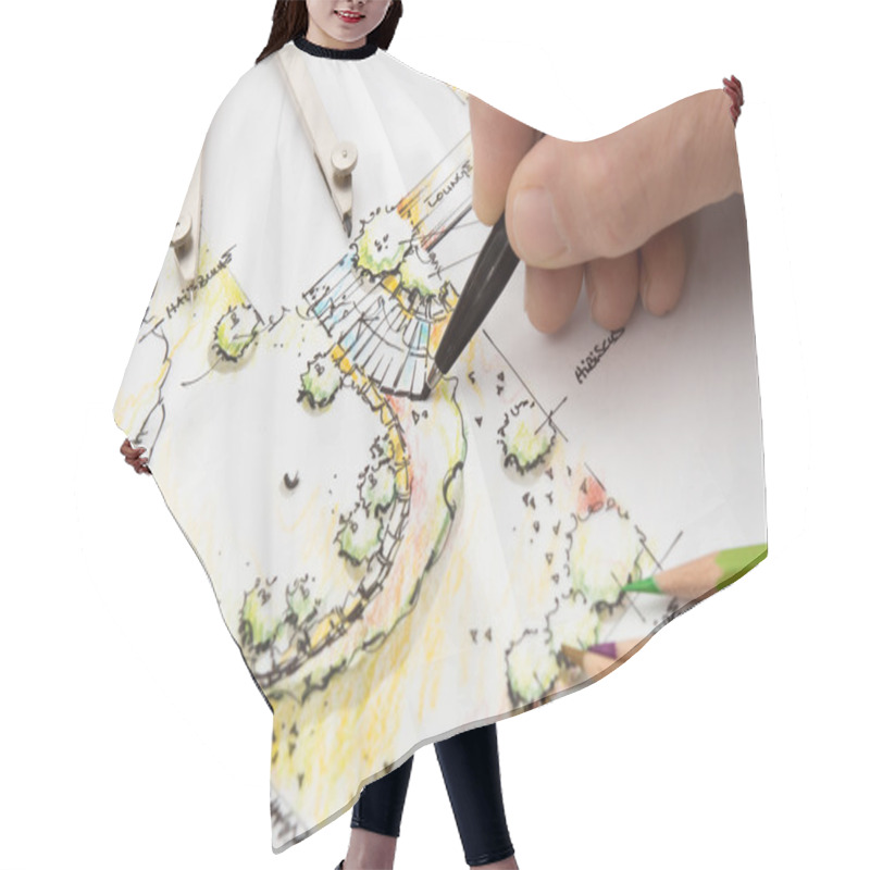 Personality  Garden Design Blueprint Sketching Hair Cutting Cape