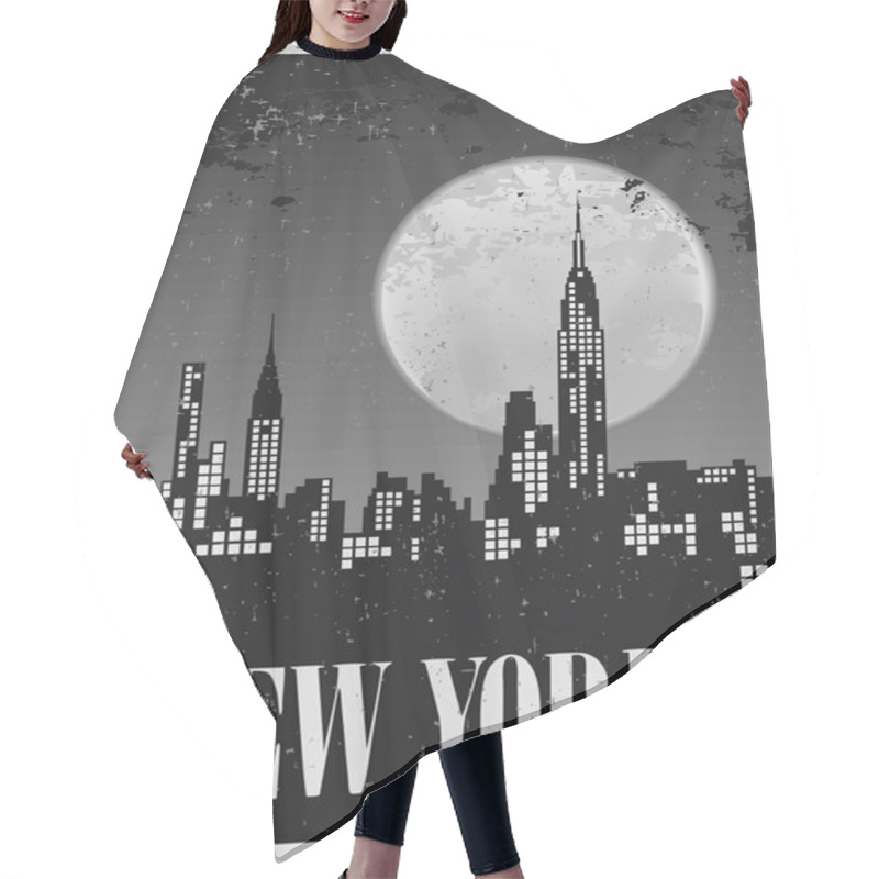 Personality  Poster Of A Night In New York Against The Backdrop Of A Full Moon Hair Cutting Cape