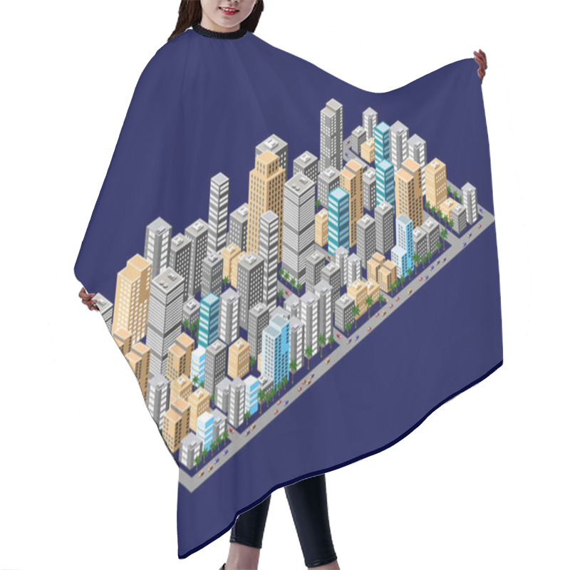 Personality  Isometric Downtown Of Urban Areas Hair Cutting Cape