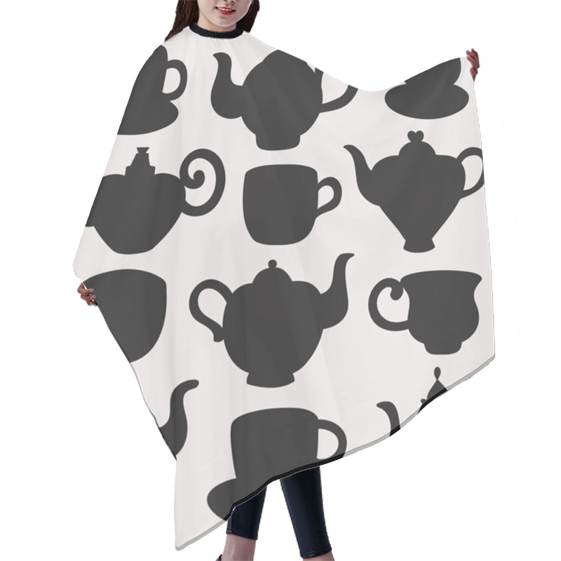 Personality  Silhouettesof Cups, Kettles, Teapots, Coffee Pots Hair Cutting Cape