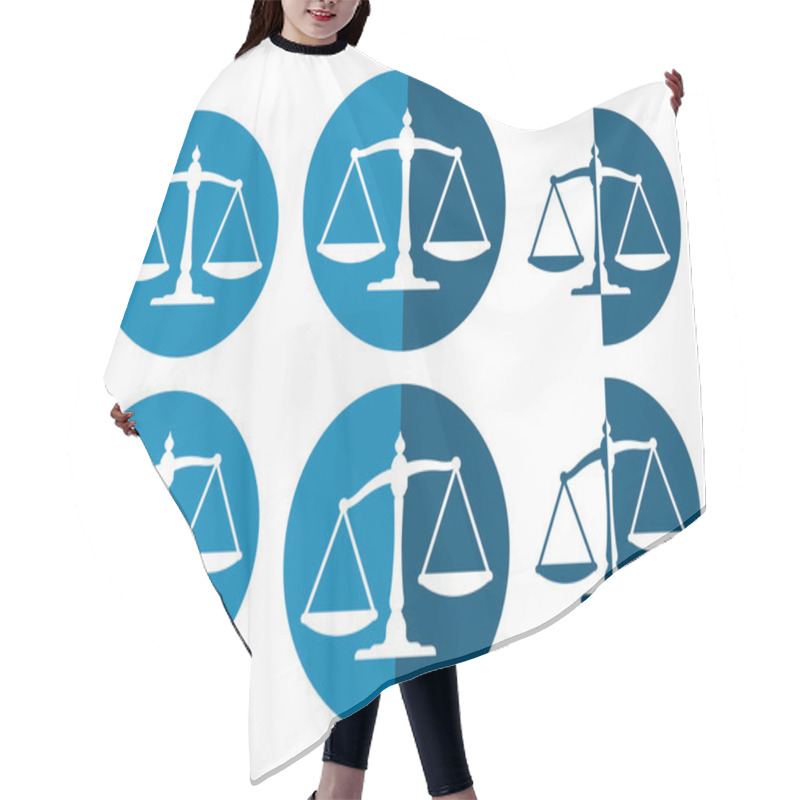 Personality  Balanced And Unbalanced Weight Scales Icons Set Hair Cutting Cape