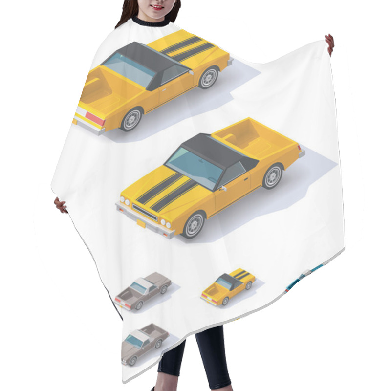 Personality  Vector Isometric Utility Coupe Car Hair Cutting Cape