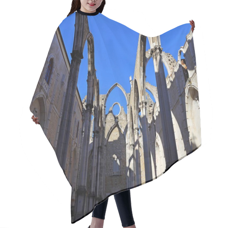 Personality  The Ruins Of Carmo Convent In Lisbon Portugal (Convent Of Our Lady Of Mount Carmel) Hair Cutting Cape