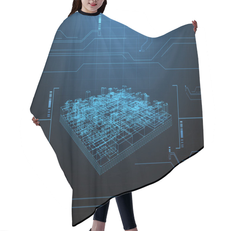 Personality  Wire Frame Presentation Of Building Hair Cutting Cape