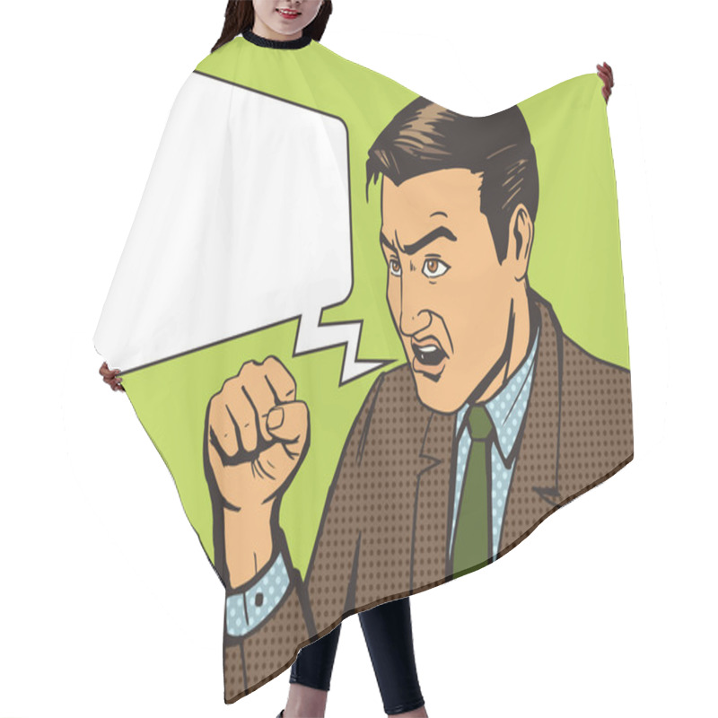 Personality  Angry Man Pop Art Style Vector Hair Cutting Cape