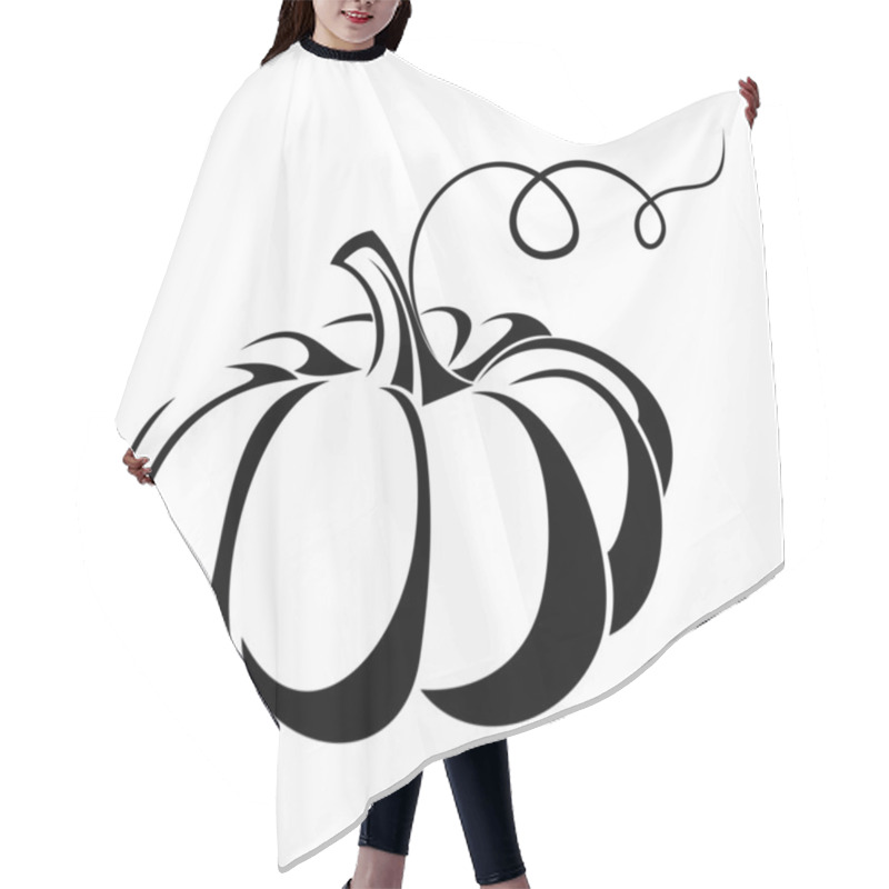 Personality  Pumpkin. Vector Black Silhouette. Hair Cutting Cape