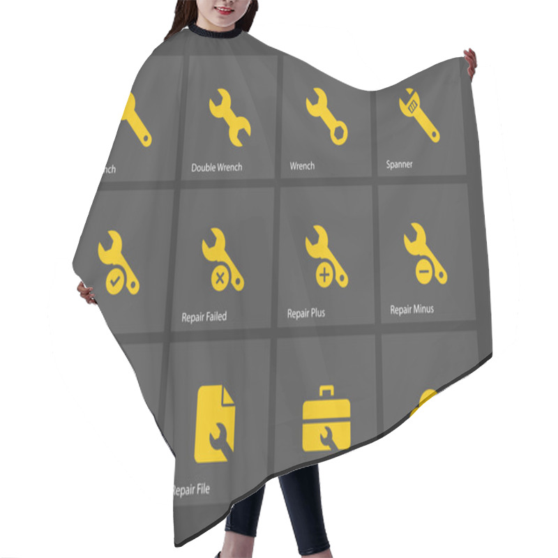 Personality  Repair Wrench Icons. Hair Cutting Cape