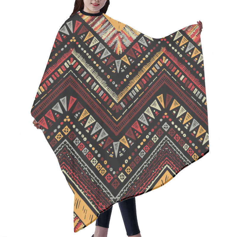 Personality  Stripes Bright Tribal Seamless Pattern With Zigzag Hair Cutting Cape