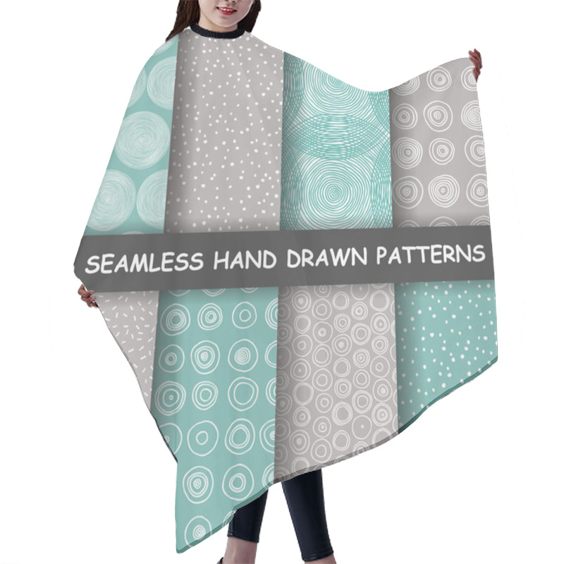 Personality  Seamless Hand Drawn Patterns.  Hair Cutting Cape