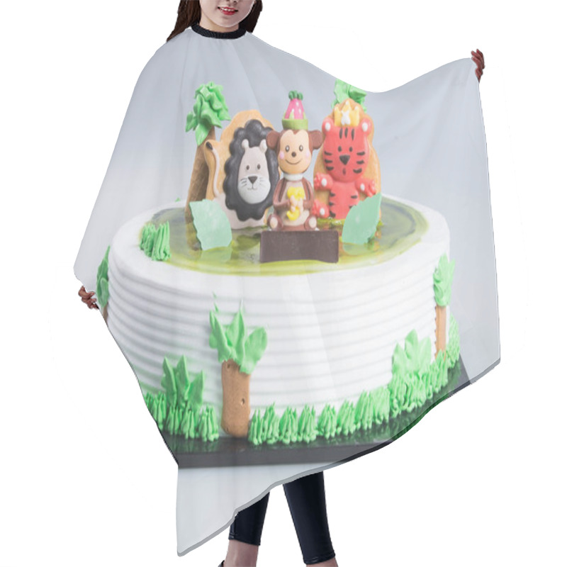 Personality  Cake Or Creative Animals Themed Cake On A Background. Hair Cutting Cape