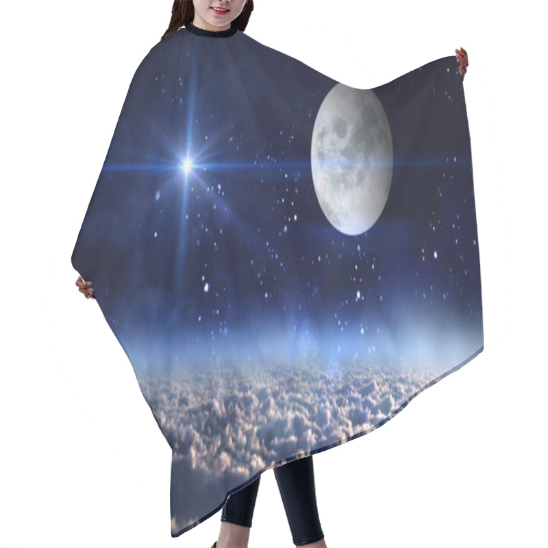 Personality  Moon Planet With Blue Star Cross Hair Cutting Cape