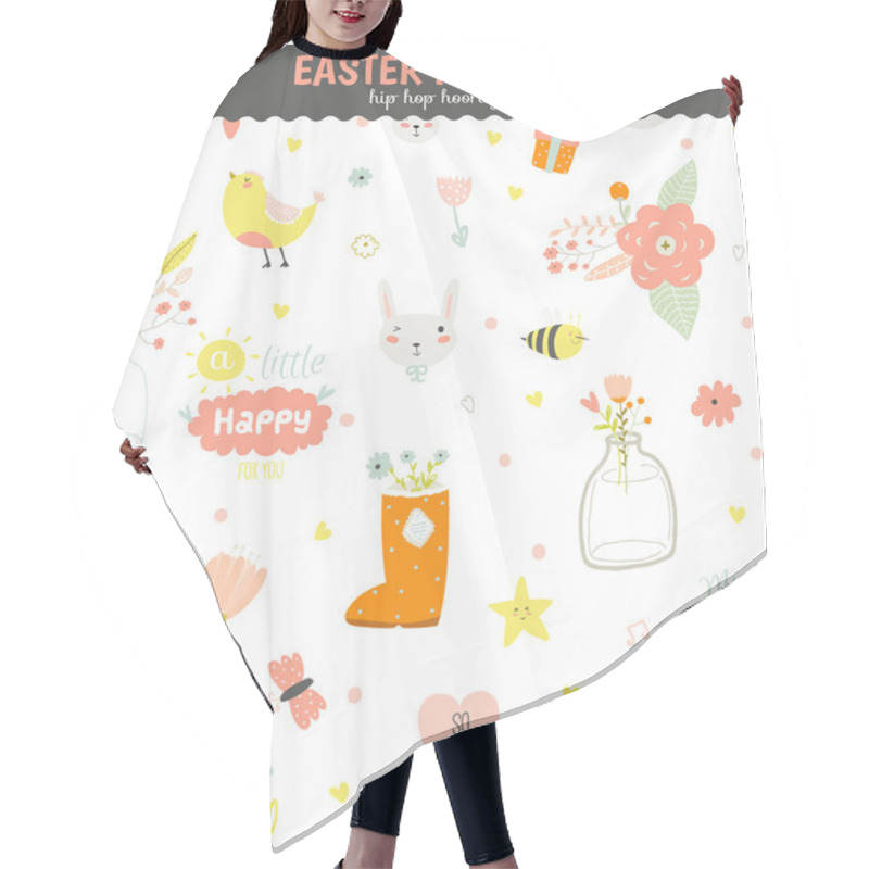 Personality  Funny Seamless Pattern With Animals Hair Cutting Cape