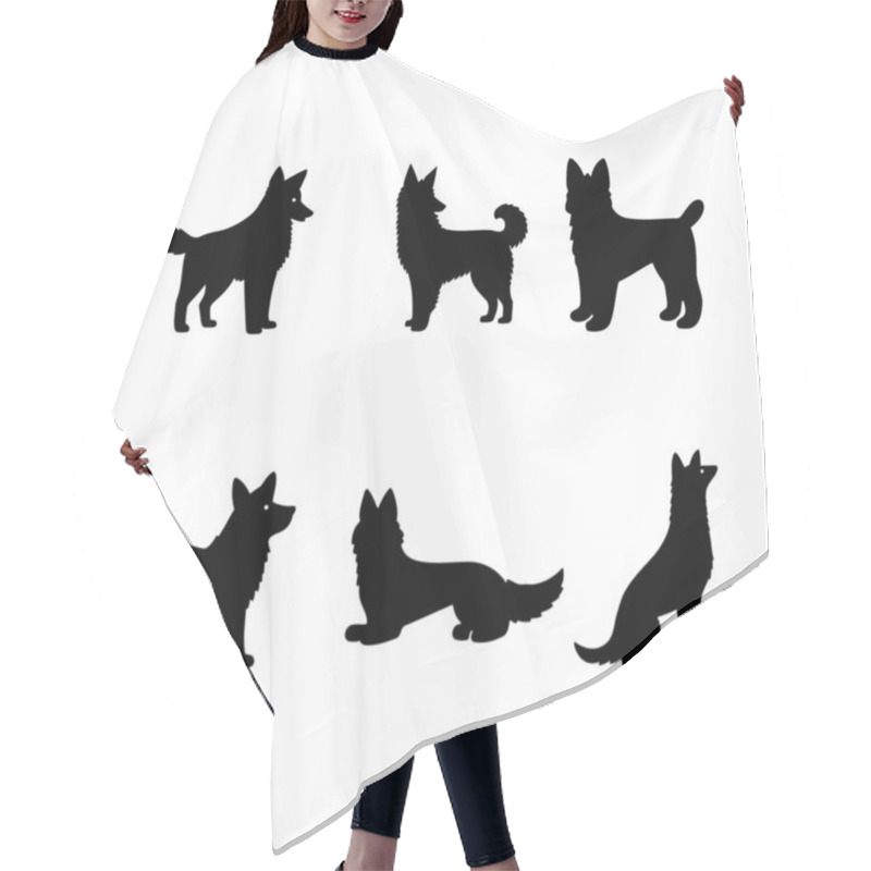 Personality  Six Different Dog Silhouettes In Various Poses, Perfect For Design Elements, Logos, Or Pet-themed Projects. Hair Cutting Cape