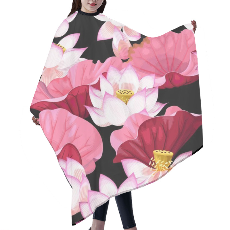 Personality  Seamless Pattern With Lotus Flowers Hair Cutting Cape