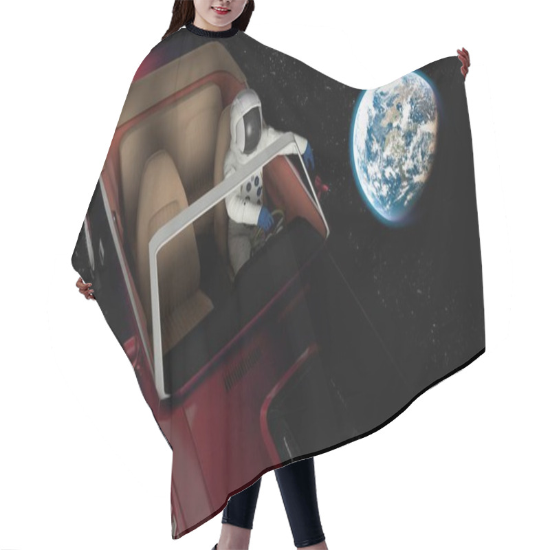 Personality  The Car Image In Space 3D Illustration Hair Cutting Cape