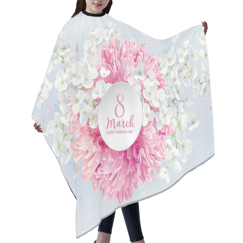 Personality  Chrysanthemums And Apple Blossom For 8 March Vector Greeting Car Hair Cutting Cape