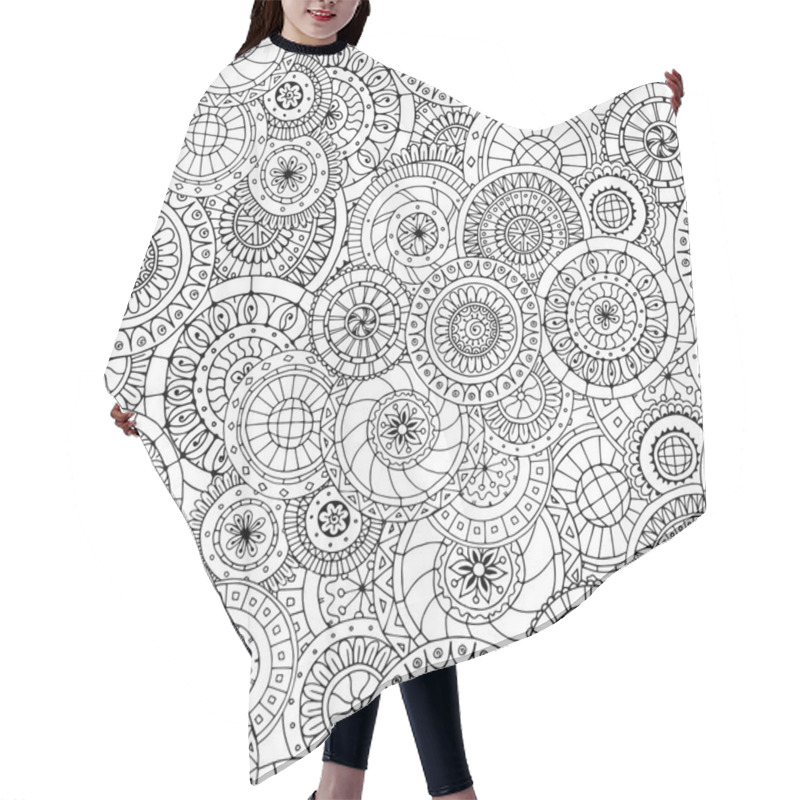 Personality  Seamless Floral Pattern With Doodles And Cucumbers Black And White Version. Hair Cutting Cape