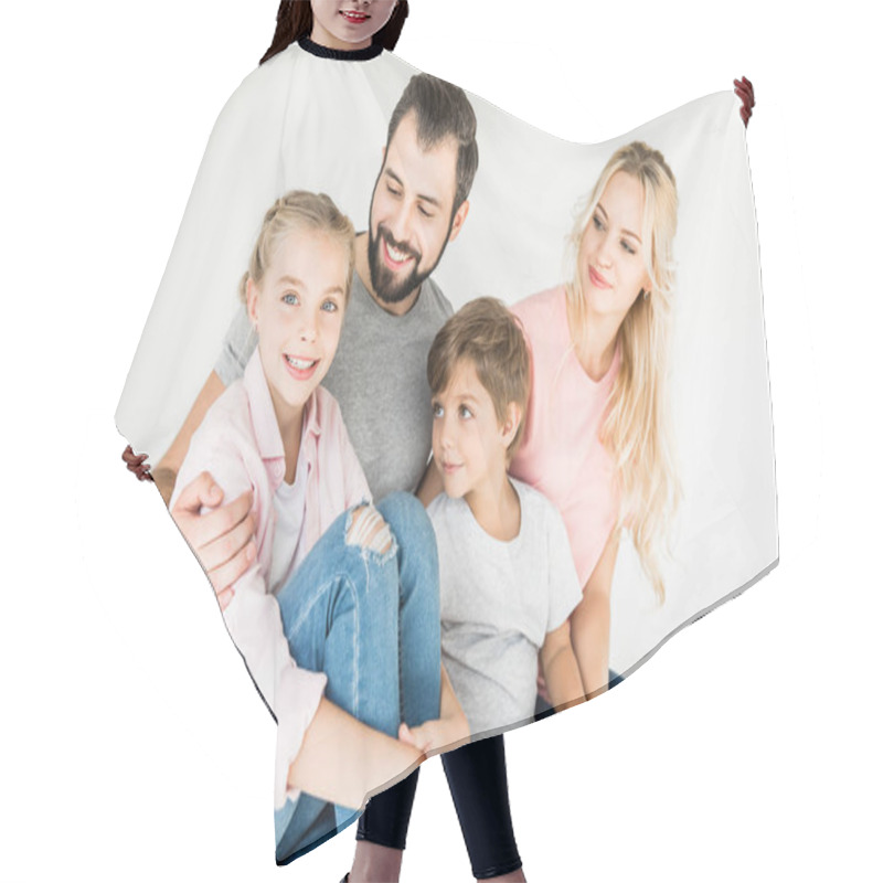 Personality  Happy Young Family Hair Cutting Cape