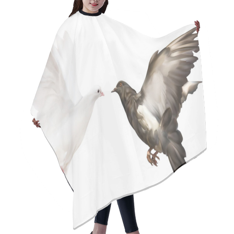 Personality  Black And White Pigeons Hair Cutting Cape