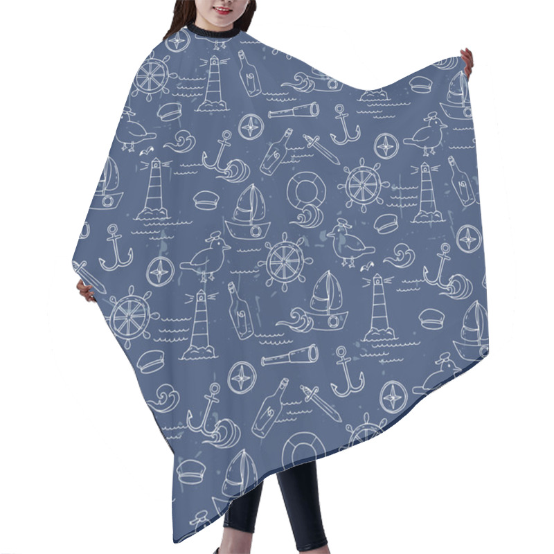 Personality  Seamless Pattern With Different Elements For Sea Travelling Hair Cutting Cape