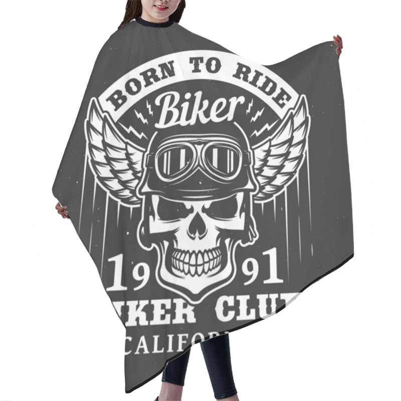 Personality  California Biker Club, Skull In Helmet With Wings Hair Cutting Cape