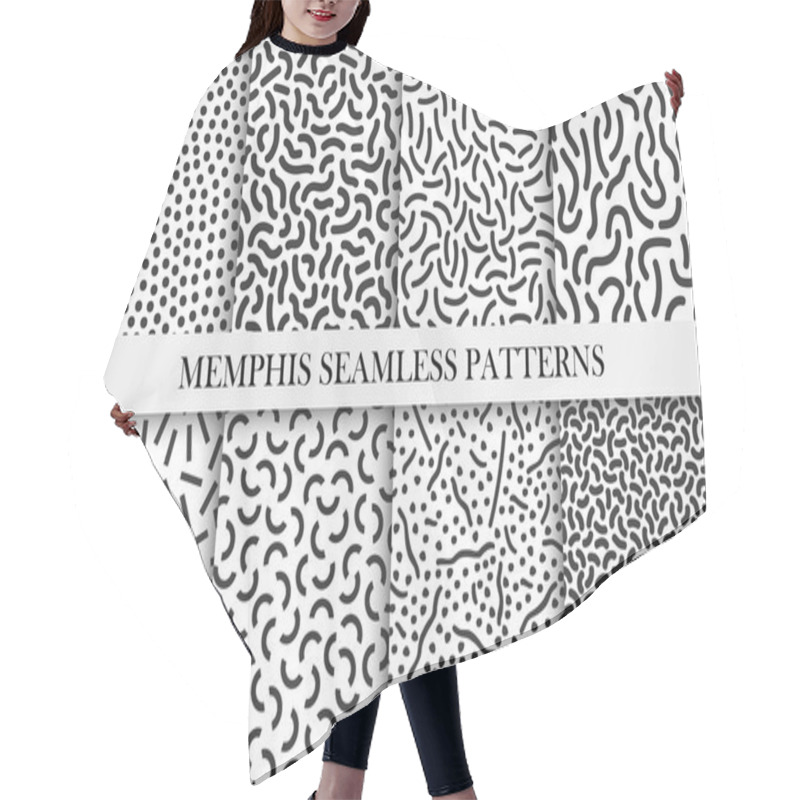 Personality  Collection Of Retro Memphis Patterns - Trendy Seamless Swatches. Fashion 80-90s. Hair Cutting Cape