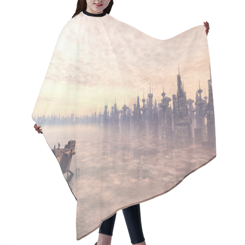 Personality  Spaceship And Alien Planet Hair Cutting Cape