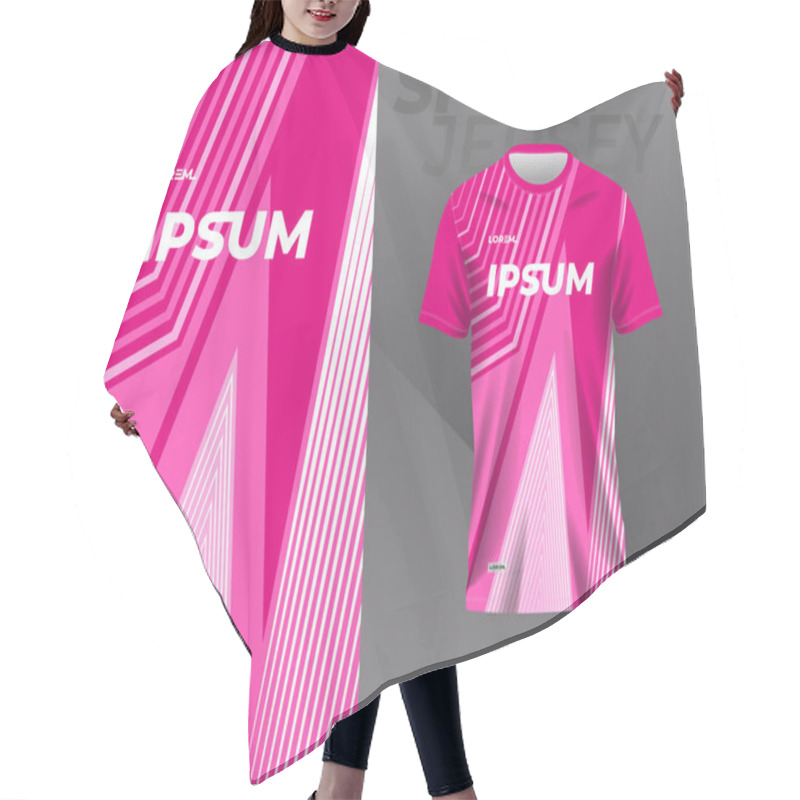 Personality  Pink Sport Jersey Mockup Template Design For Football, Racing, Gaming, Motocross, Cycling, Running Hair Cutting Cape