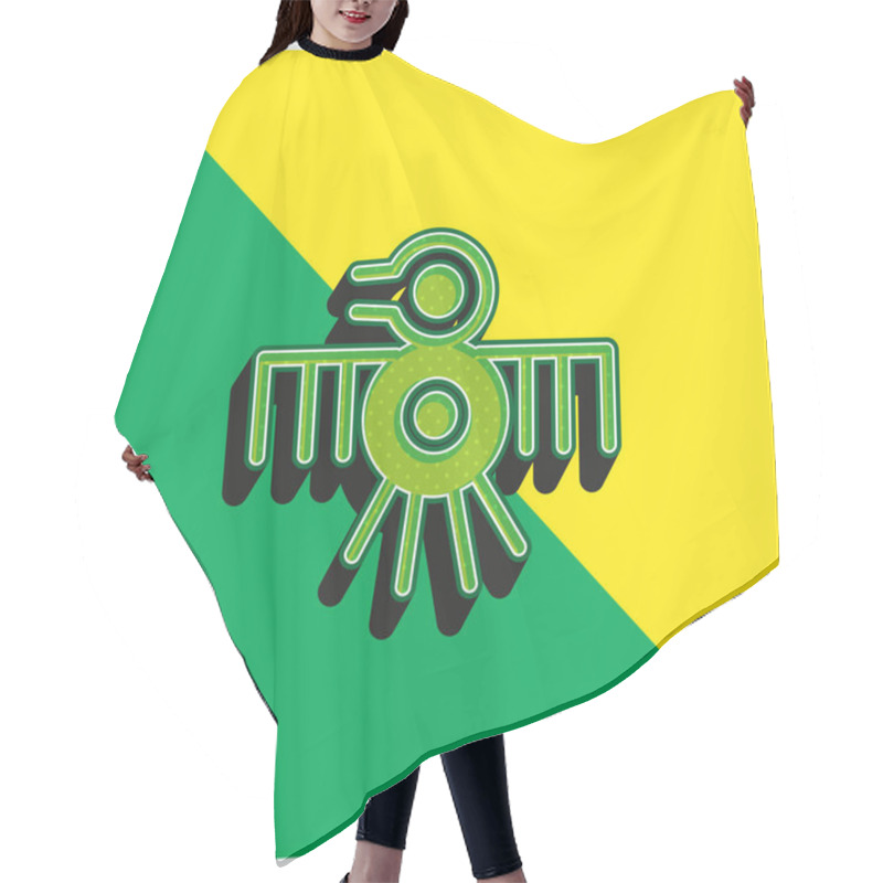 Personality  Bird Old Indian Design Of Thin Lines Green And Yellow Modern 3d Vector Icon Logo Hair Cutting Cape