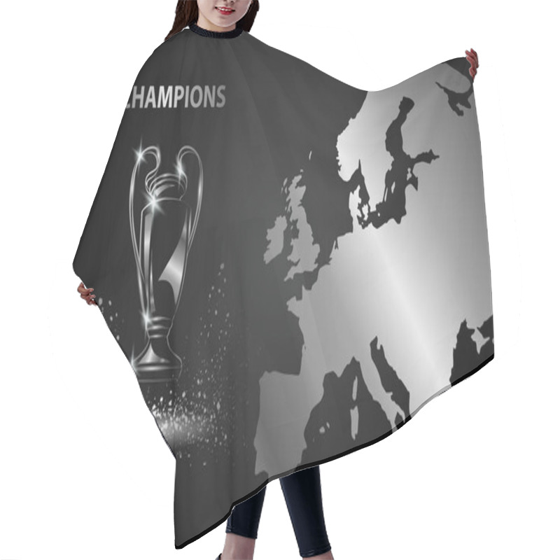 Personality  Champions Cup With A Map. Chromed Soccer Trophy. Hair Cutting Cape